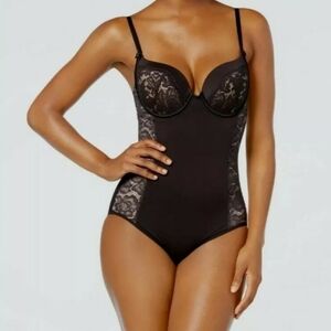 Maidenform Firm Foundations Black Shapewear DM 1033 Bodysuit + Underwire Bra 40C